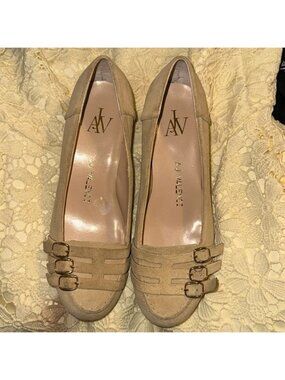 AJ Valenci Tan Suede Cone Heel 5.5M